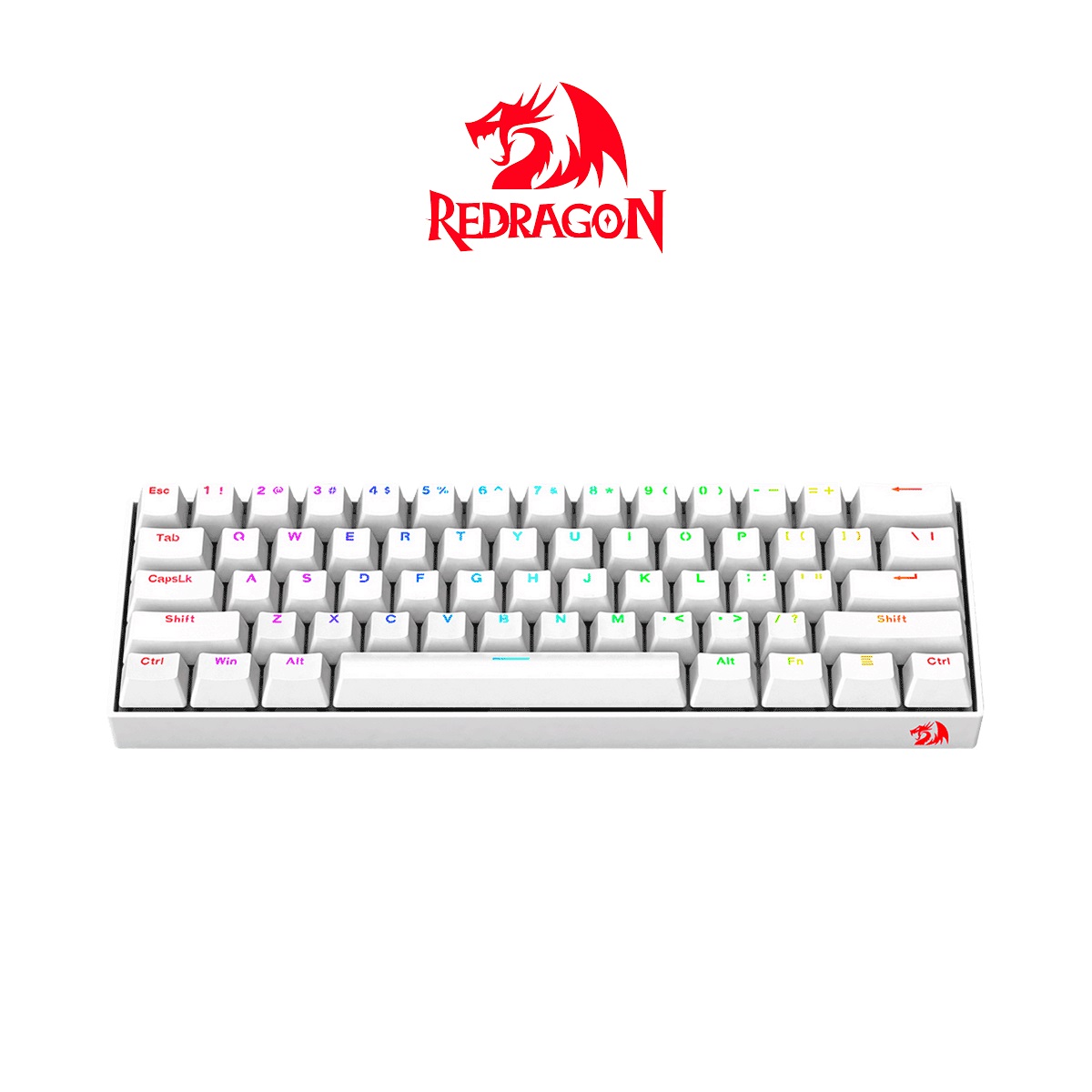 Teclado Mecanico Gamer RGB Dragonborn Blanco Switch Rojo Español Redragon