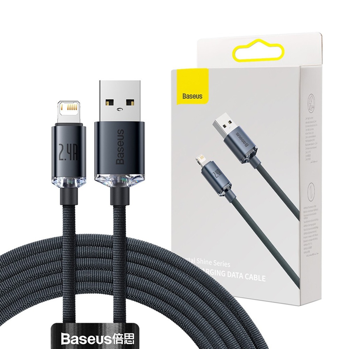 Cable USB a Lightning 2m 2.4A Crystal Shine BaseUs