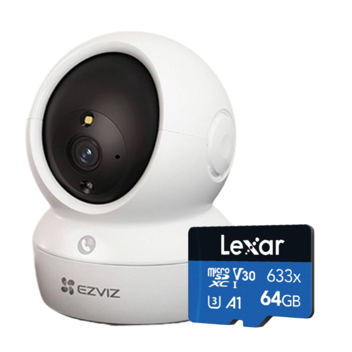 Combo Camara H6c Pro 1080P Day/Night SD Wifi Domo Interior Ezviz + MicroSD 64 Lexar
