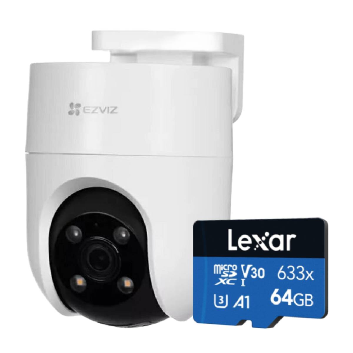 Combo Camara H8c 1080P Day/Night SD Wifi Domo Exterior Ezviz + MicroSD 64 Lexar