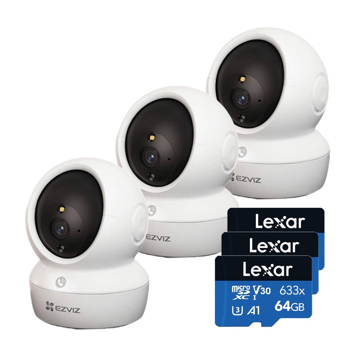 Combo Camara H6c Pro 1080P Day/Night SD Wifi Domo Interior Ezviz X3 + microSD 64 Lexar X3