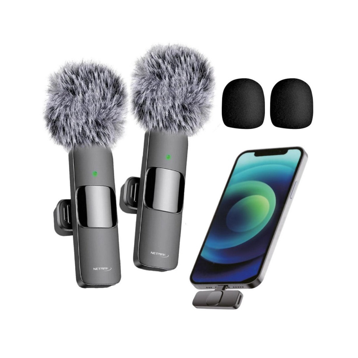 Microfono Corbatero Inalambrico USB C x2 NM-MC12 Netmak