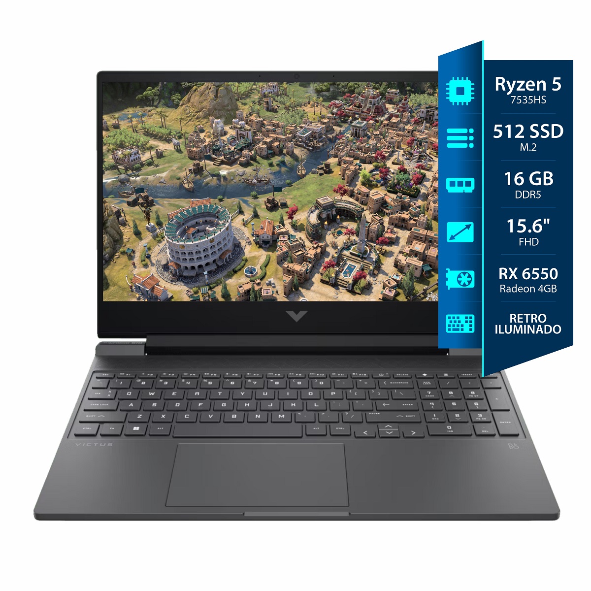 Notebook HP Victus Gamer Ryzen 5 7535HS - 16GB - 512SSD - 15.6