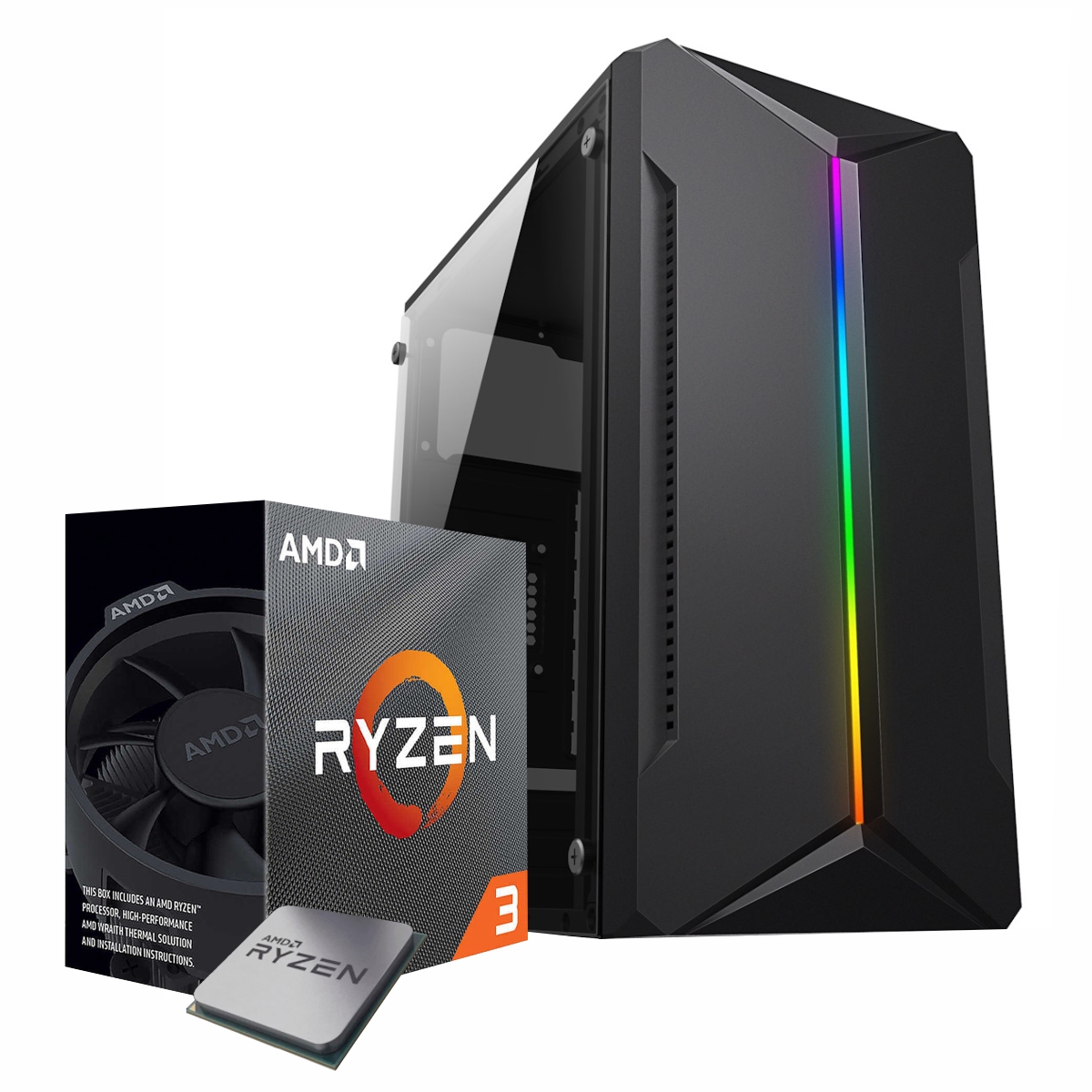 Pc Gamer Armada Ryzen 3 - 8Gb - SSD 256GB - Gabinete Kit Gamer RGB