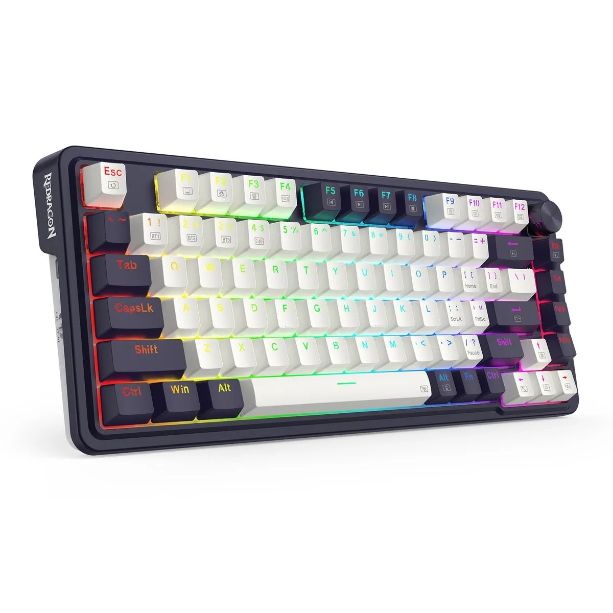 Teclado Mecanico Gamer Cable/Inalambrico RGB Ucal Pro Blanco/Negro Switch Rojo Español Redragon
