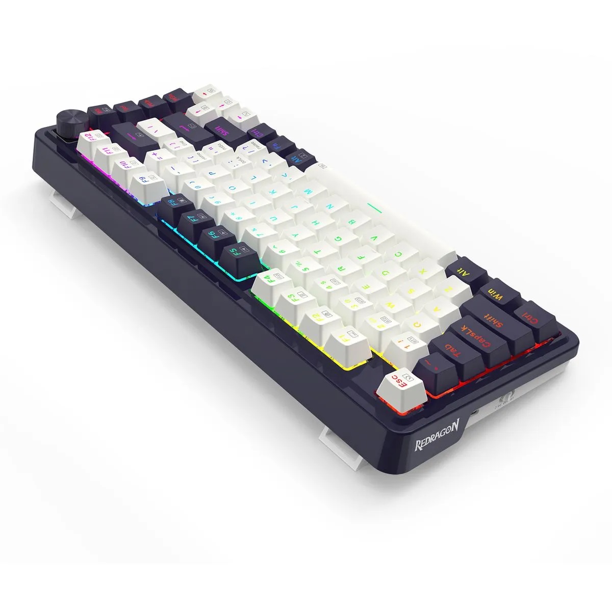 Teclado Mecanico Gamer Cable/Inalambrico RGB Ucal Pro Blanco/Negro Switch Rojo Español Redragon