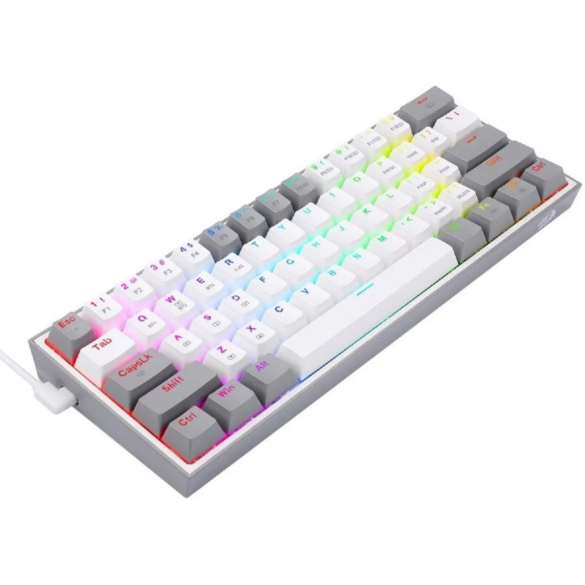 Teclado Mecanico Gamer Cable/Inalambrico RGB Fizz Pro Blanco/Gris Switch Rojo Redragon