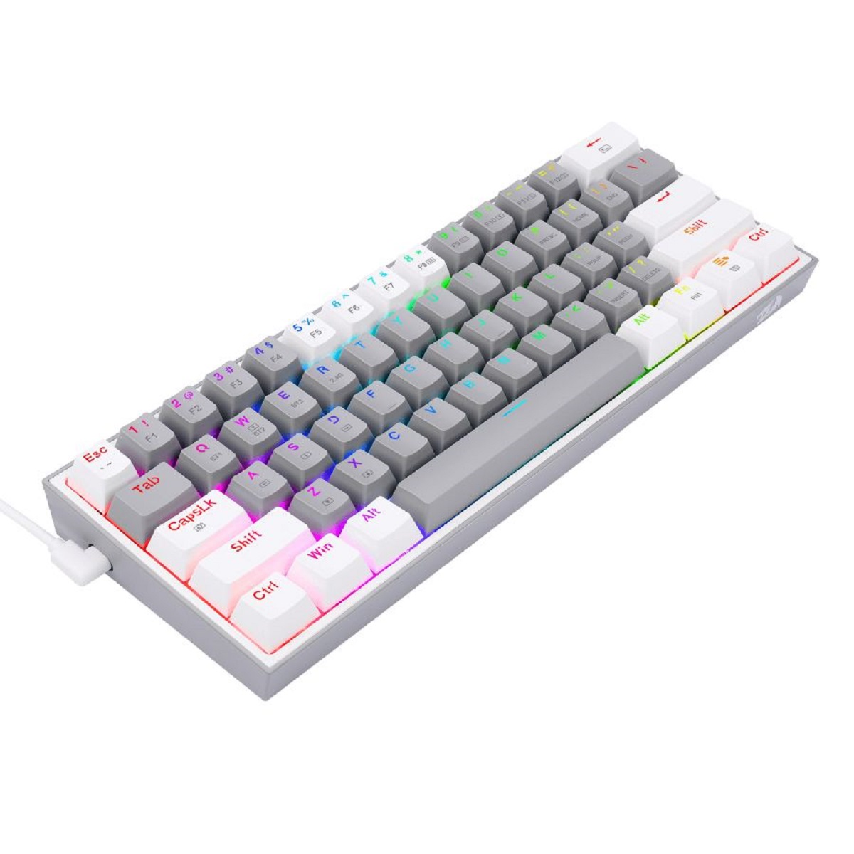 Teclado Mecanico Gamer Cable/Inalambrico RGB Fizz Pro Gris/Blanco Switch Rojo Redragon