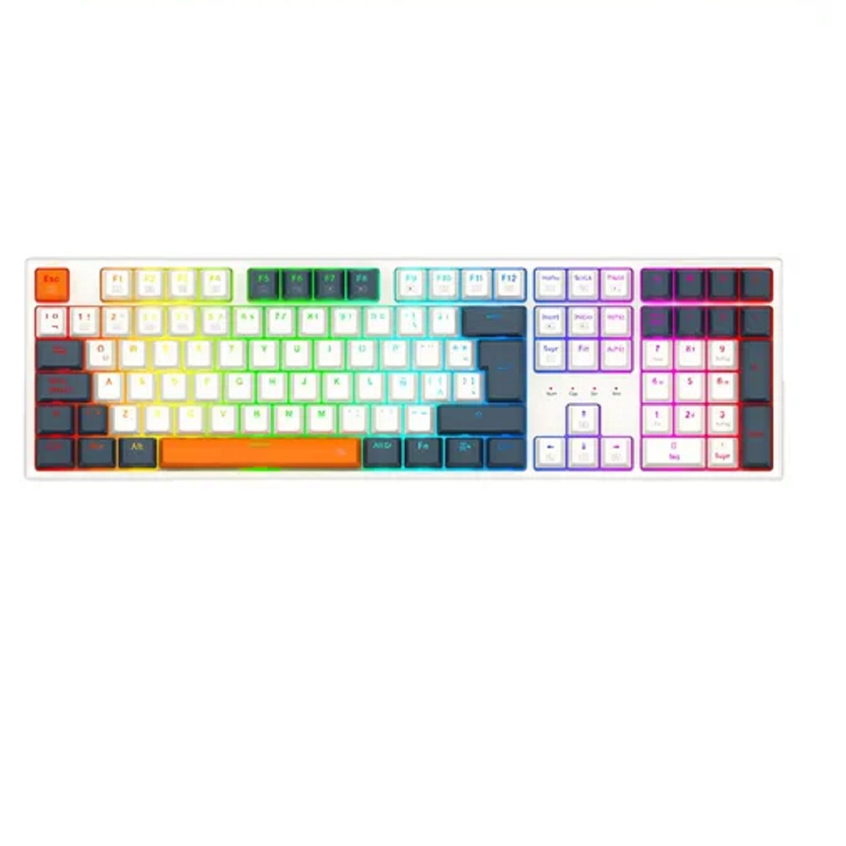 Teclado Mecanico Gamer RGB Trundle Blanco/Negro Switch Rojo Español Redragon