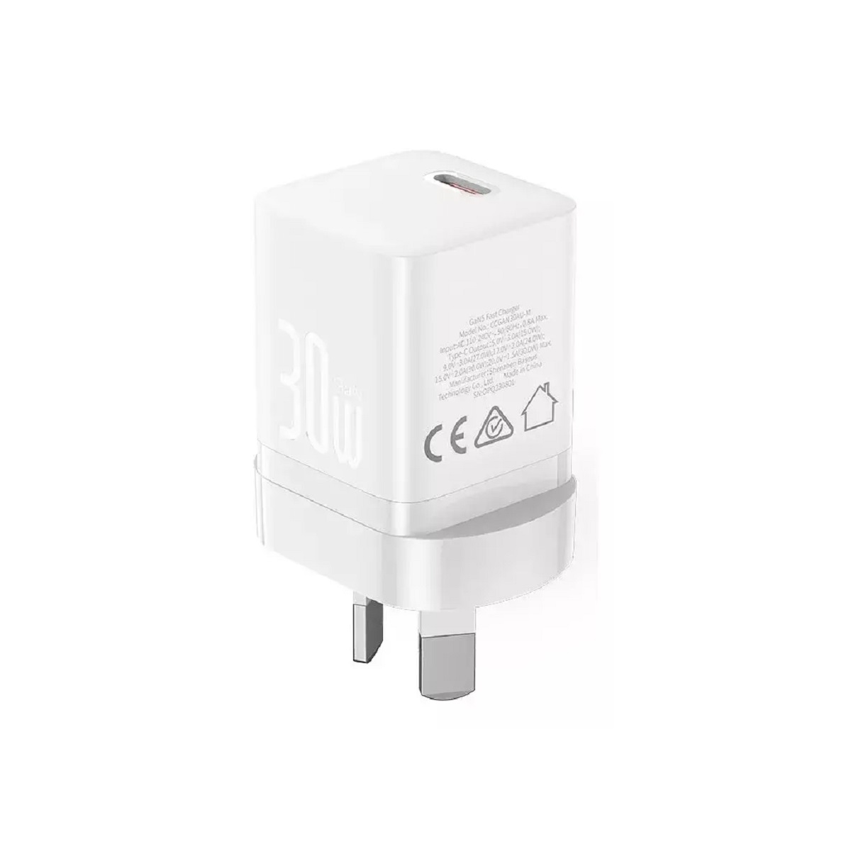 Cargador USB C 30W Carga Rapida GaN5 Mini Blanco Baseus