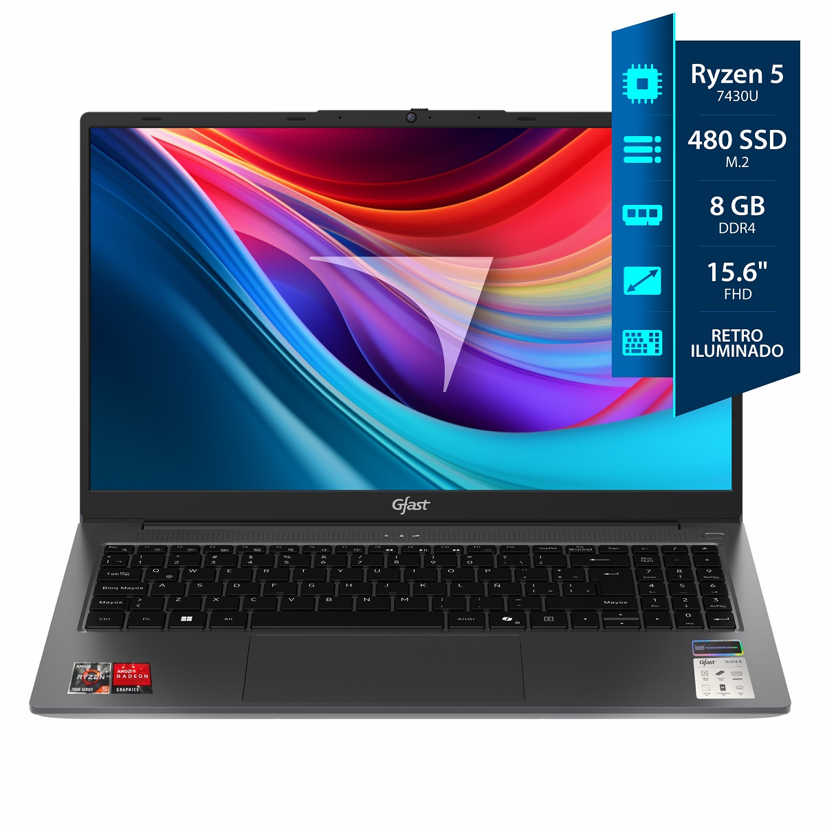 Notebook Gfast N-574R - Ryzen 5 7430U - 8GB - 480GB SSD - 15.6