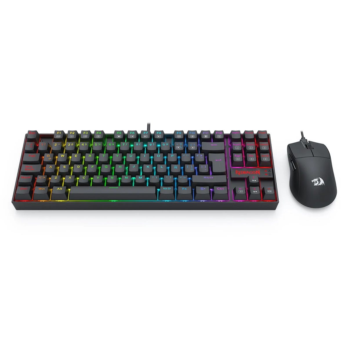 Kit Teclado Mecanico RGB Switch Rojo + Mouse Gamer S143 Negro Redragon