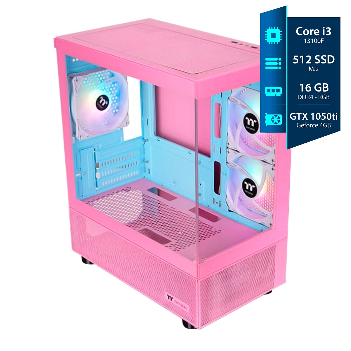 Pc Gamer - I3 - 16GB RGB - SSD 512GB - GTX 1050TI 4GB - Gab Bubble Pink ARGB