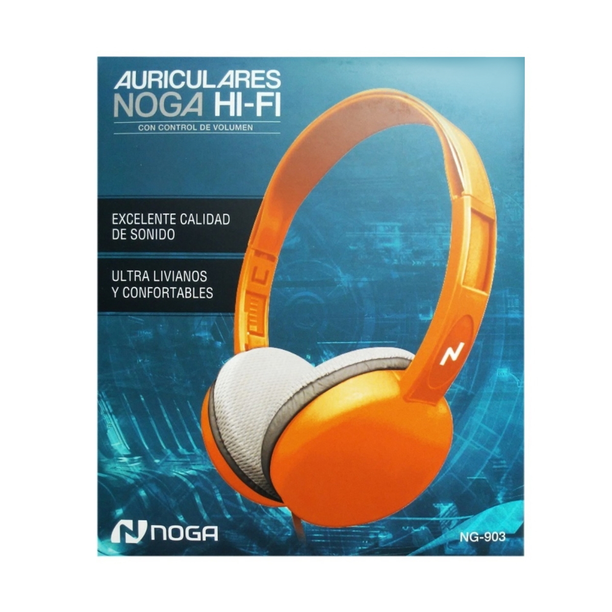 Auriculares Cable Vincha NG903 Ultralivianos Naranja Noga