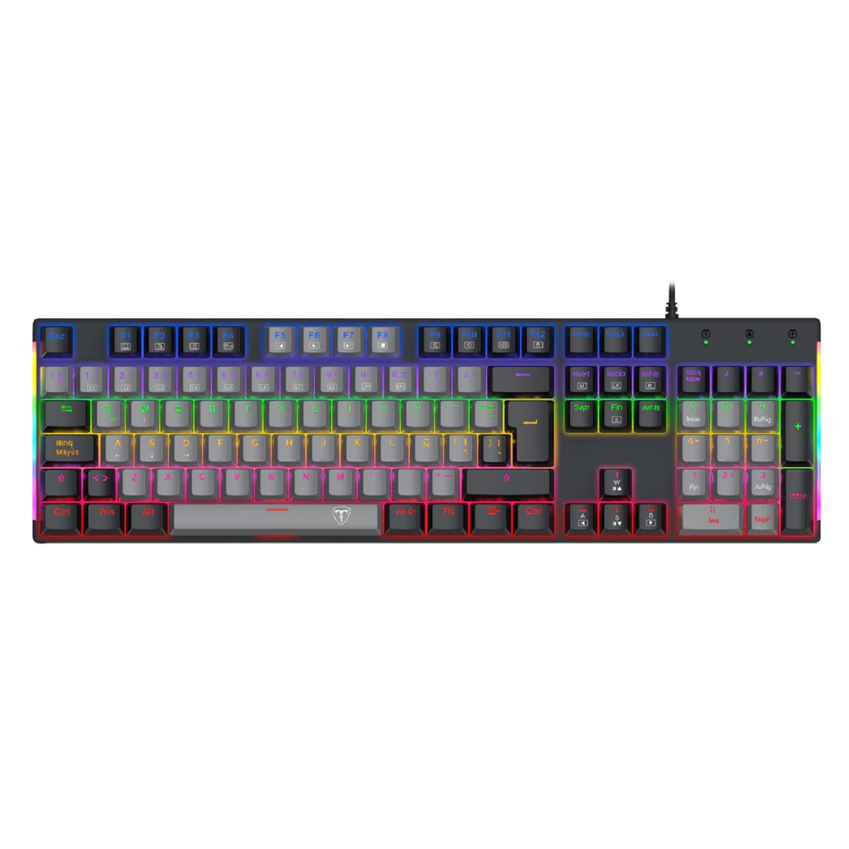 Teclado Mecanico Gamer Rainbow Naxos Negro Switch Rojo Español T-Dagger