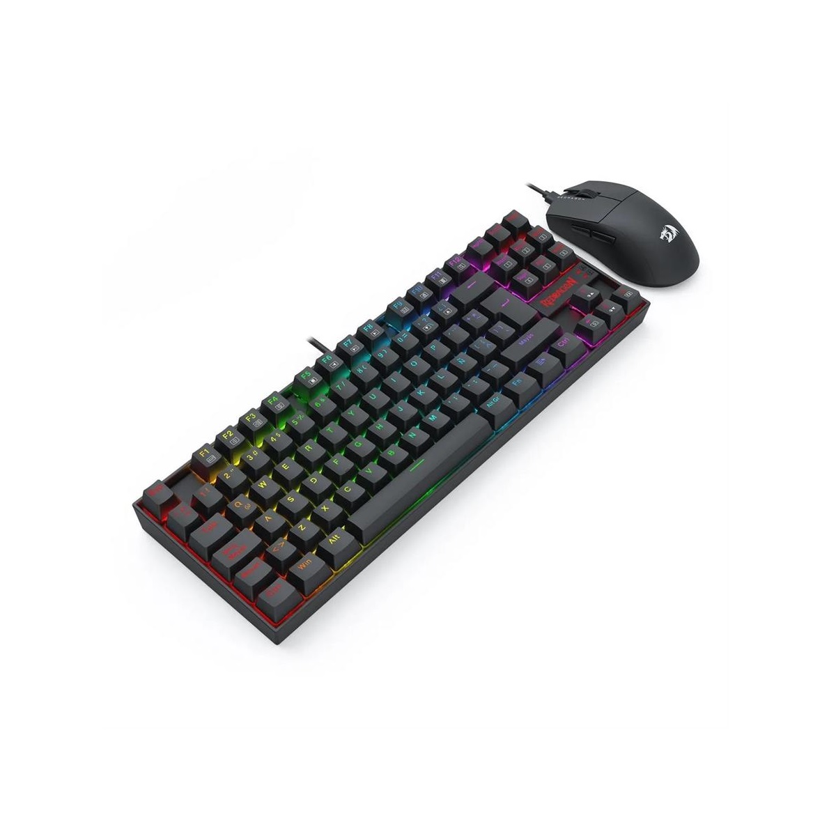 Kit Teclado Mecanico RGB Switch Rojo + Mouse Gamer S145 Negro Redragon