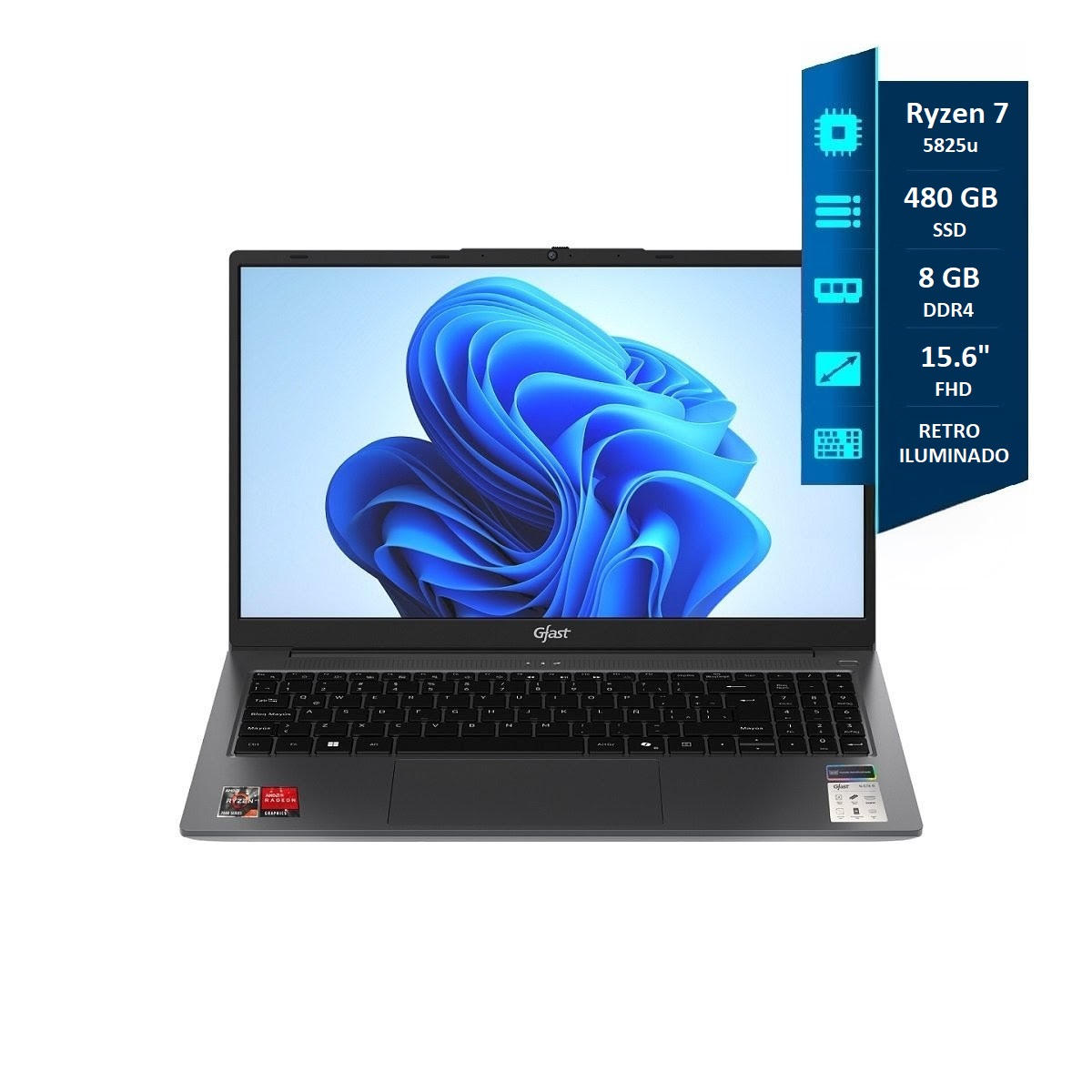 Notebook Gfast N-758R - Ryzen 7 5825U - 8GB - 480GB SSD - 15.6