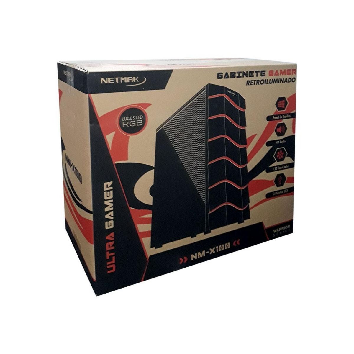 Gabinete Gamer X100 RGB S/Fuente Netmak