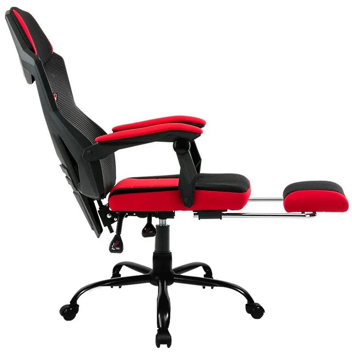Silla Gamer Mesh Reclinable con Posapies Negro y Rojo Empoli