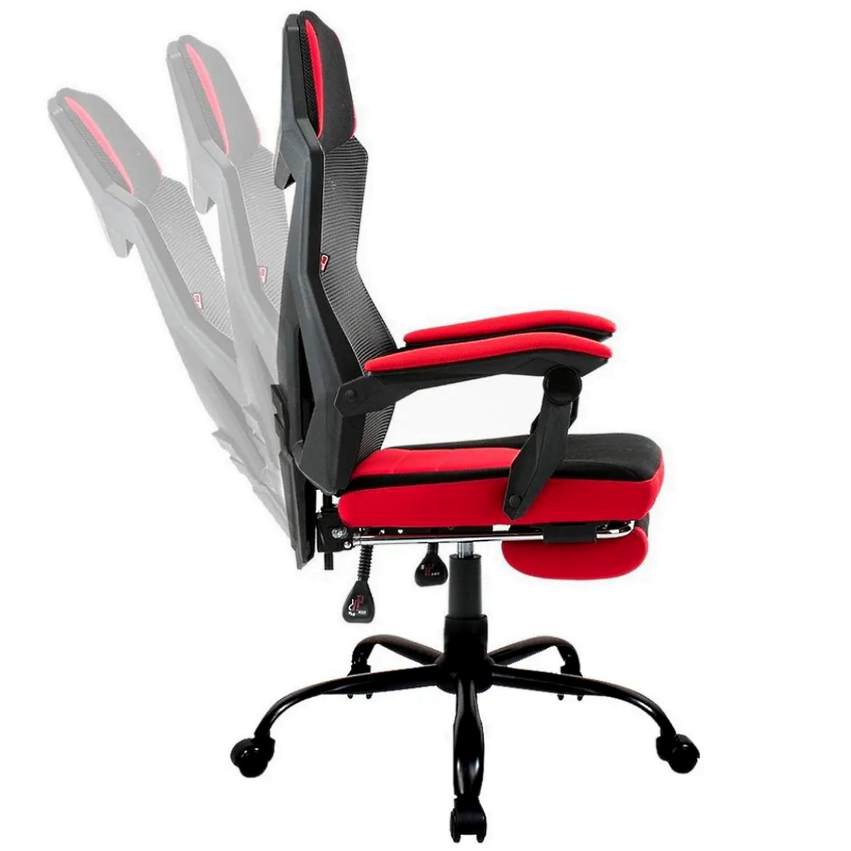 Silla Gamer Mesh Reclinable con Posapies Negro y Rojo Empoli