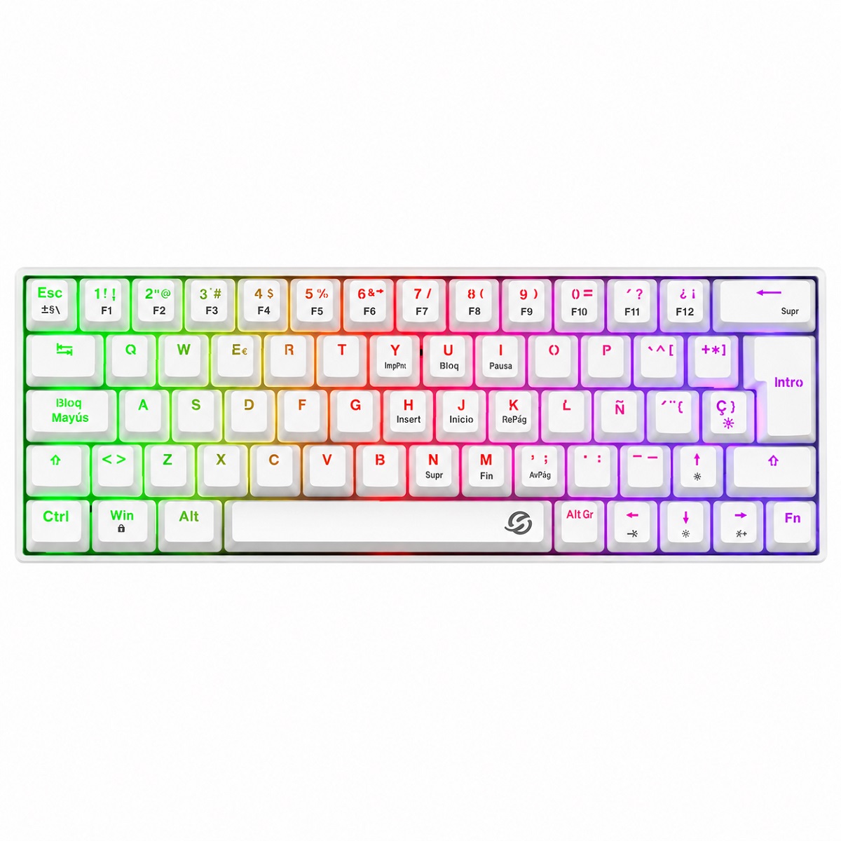 Teclado Mecanico Gamer RGB GMKB76CW Blanco Switch Rojo Español Solarmax