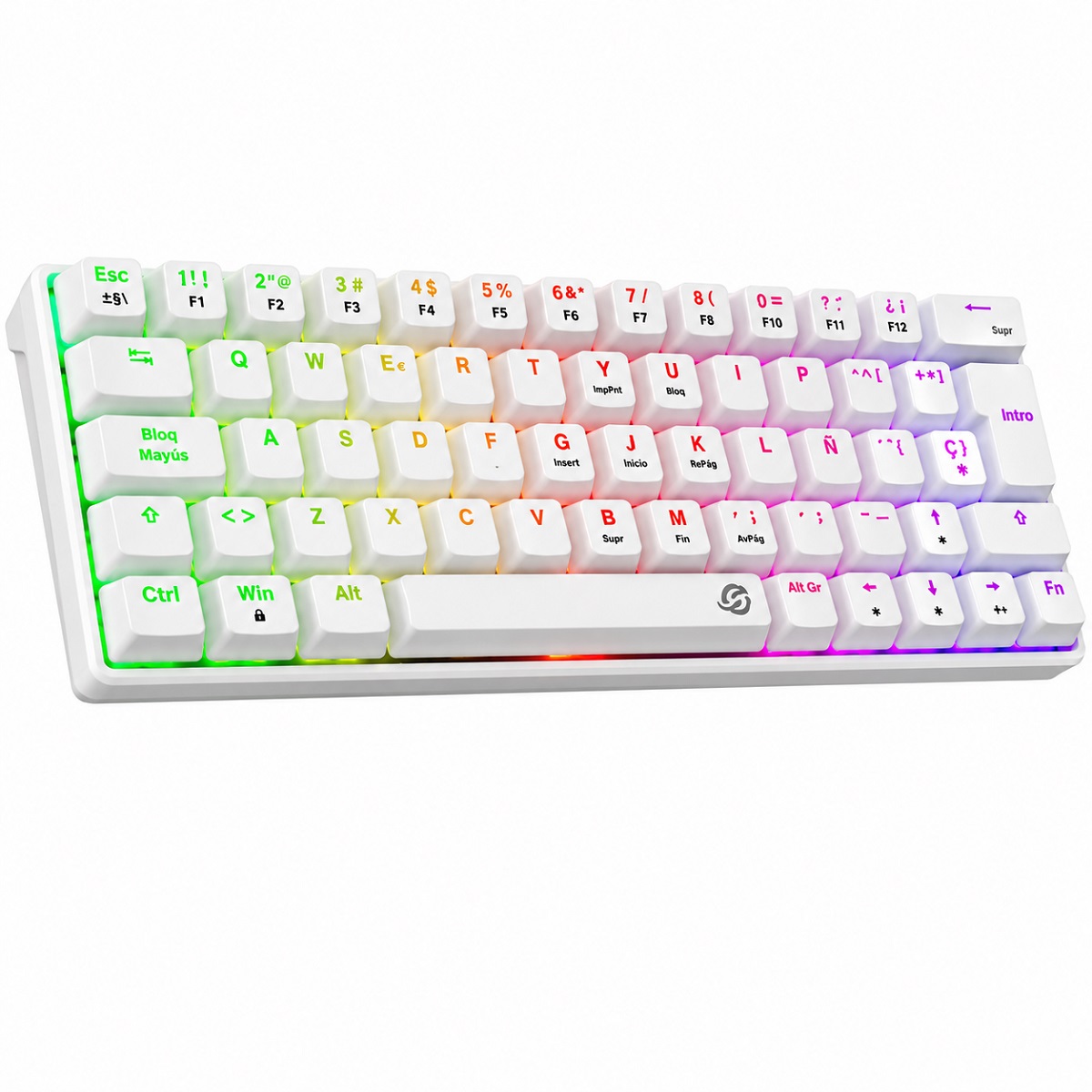 Teclado Mecanico Gamer RGB GMKB76CW Blanco Switch Rojo Español Solarmax