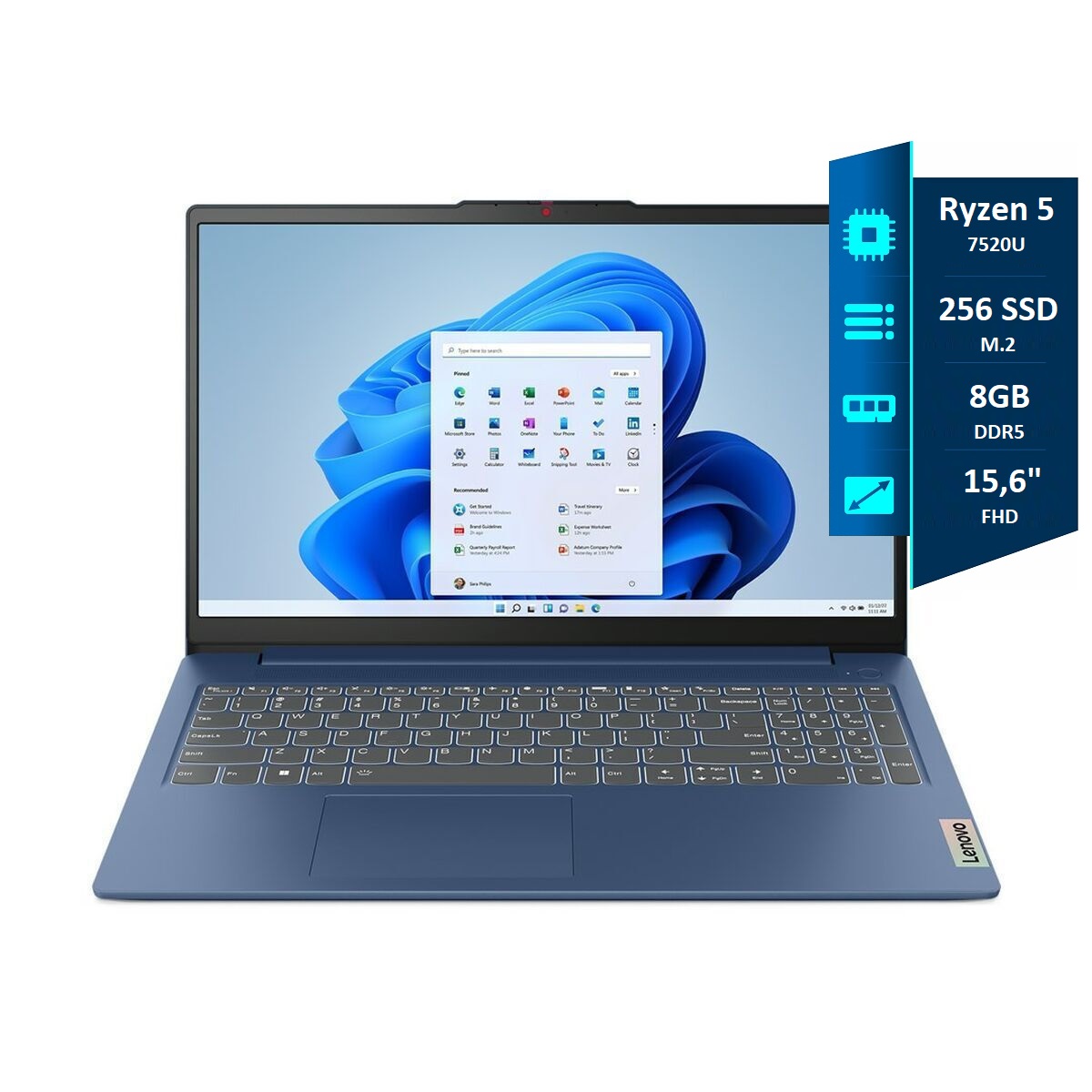 Notebook Lenovo IdeaPad 1 Ryzen 5 7520U - 8GB - 256SSD - 15.6