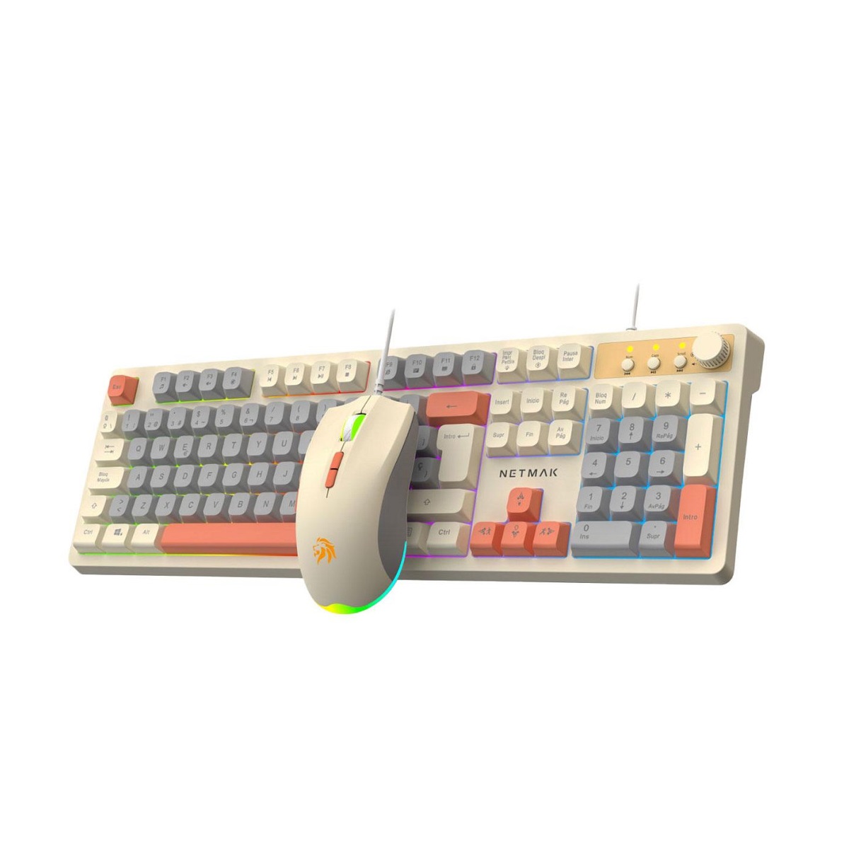 Kit Teclado Mouse Gamer Retroiluminado Español NM-TM34 Netmak