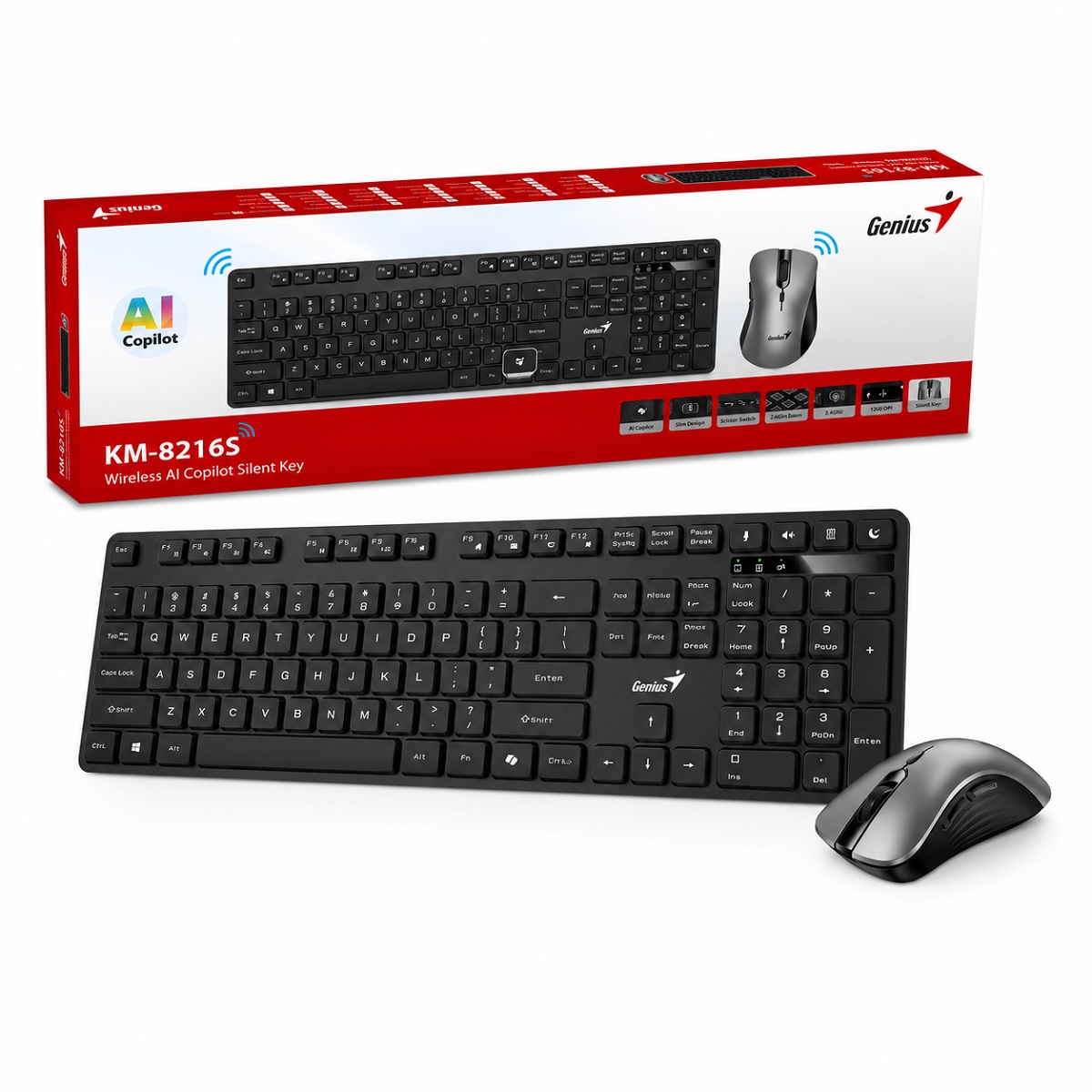 Kit Teclado Mouse Inalambrico KM-8216S Genius