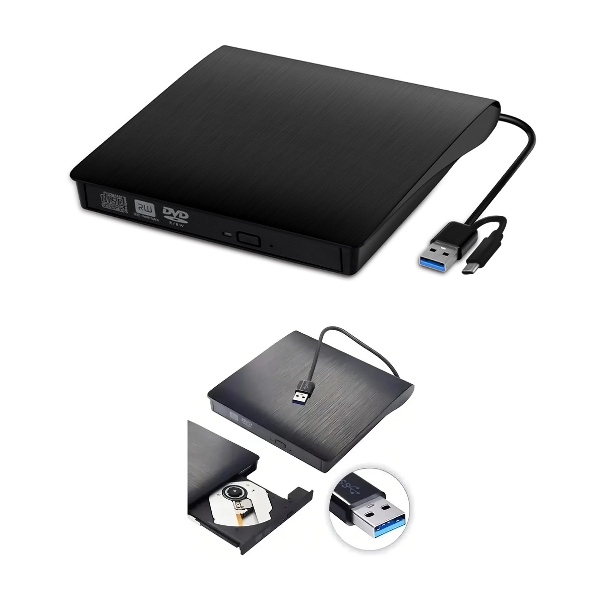 Grabadora DVD-RW Externa USB 3.0 Pop-Up Black