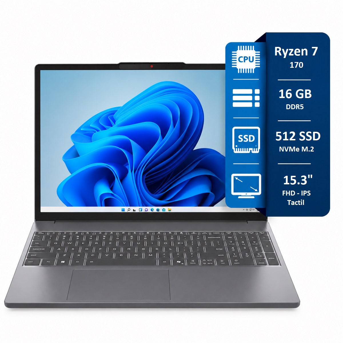 Notebook Lenovo IdeaPad Slim 3 - Ryzen 7 170 - 16GB - 512SSD - 15.3