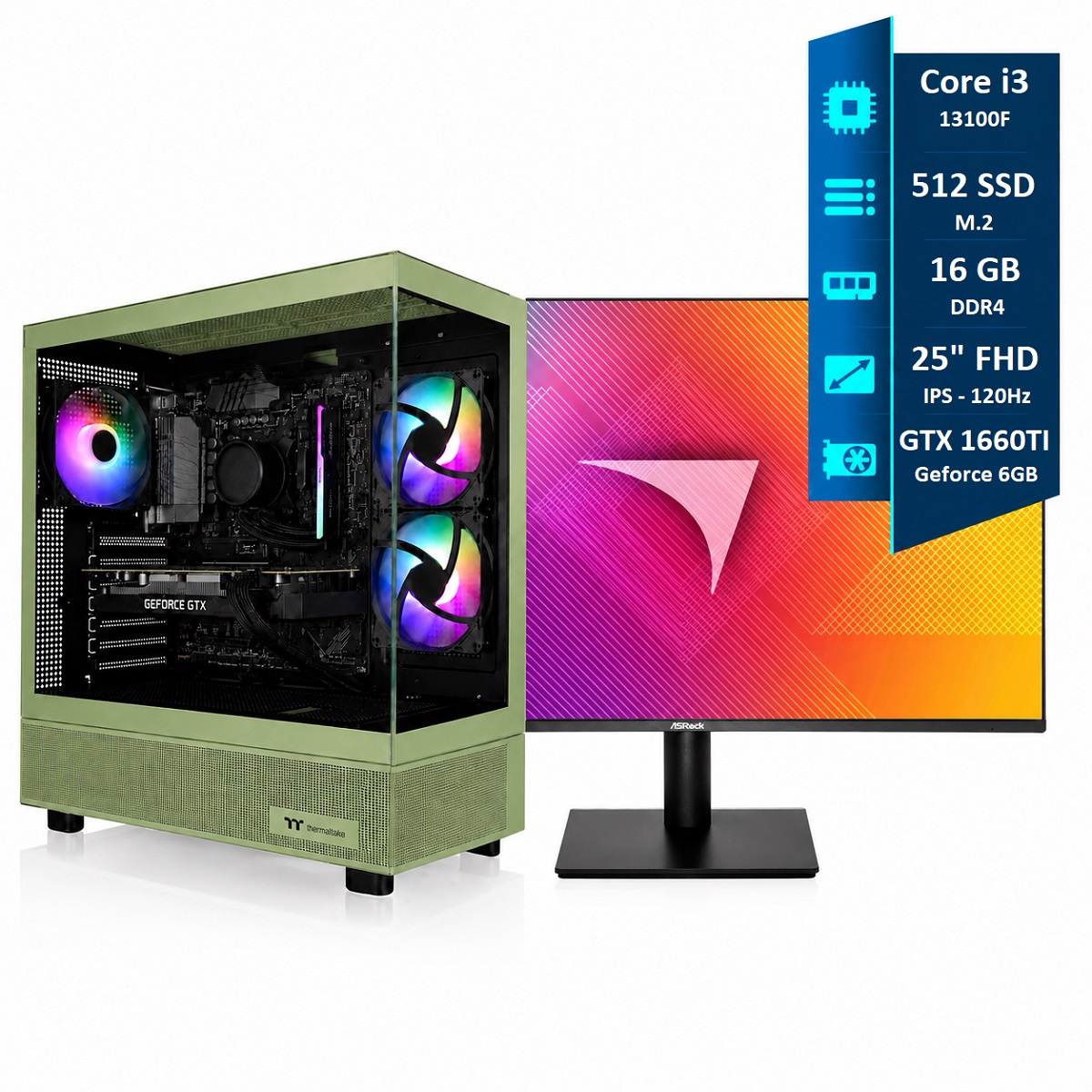 Pc Gamer I3F - 16GB - SSD 512GB - GTX1660TI 6GB - Gab.View270 - Moni 25