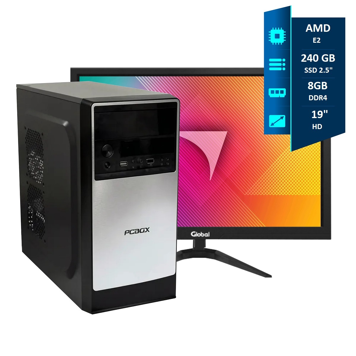 Pc Armada AMD E2 Quadcore- 8GB - SSD240 - Moni 19