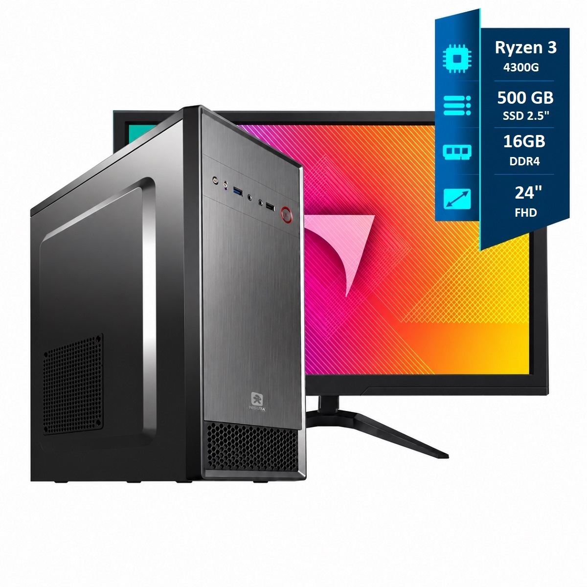Computadora Ryzen 3 - 16GB - 500GB SSD - Moni 24