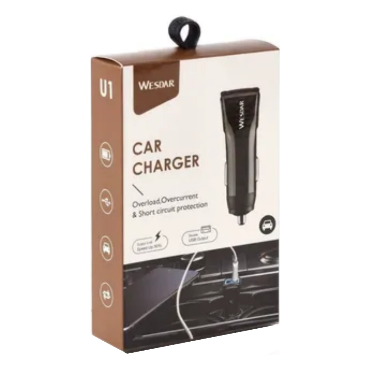 Cargador 12V Carga Rapida Para Auto 2 Puertos 2.1A Negro Wesdar