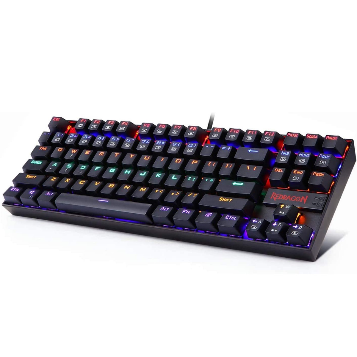 Teclado Mecanico Gamer Rainbow Kumara Negro Switch Rojo Redragon