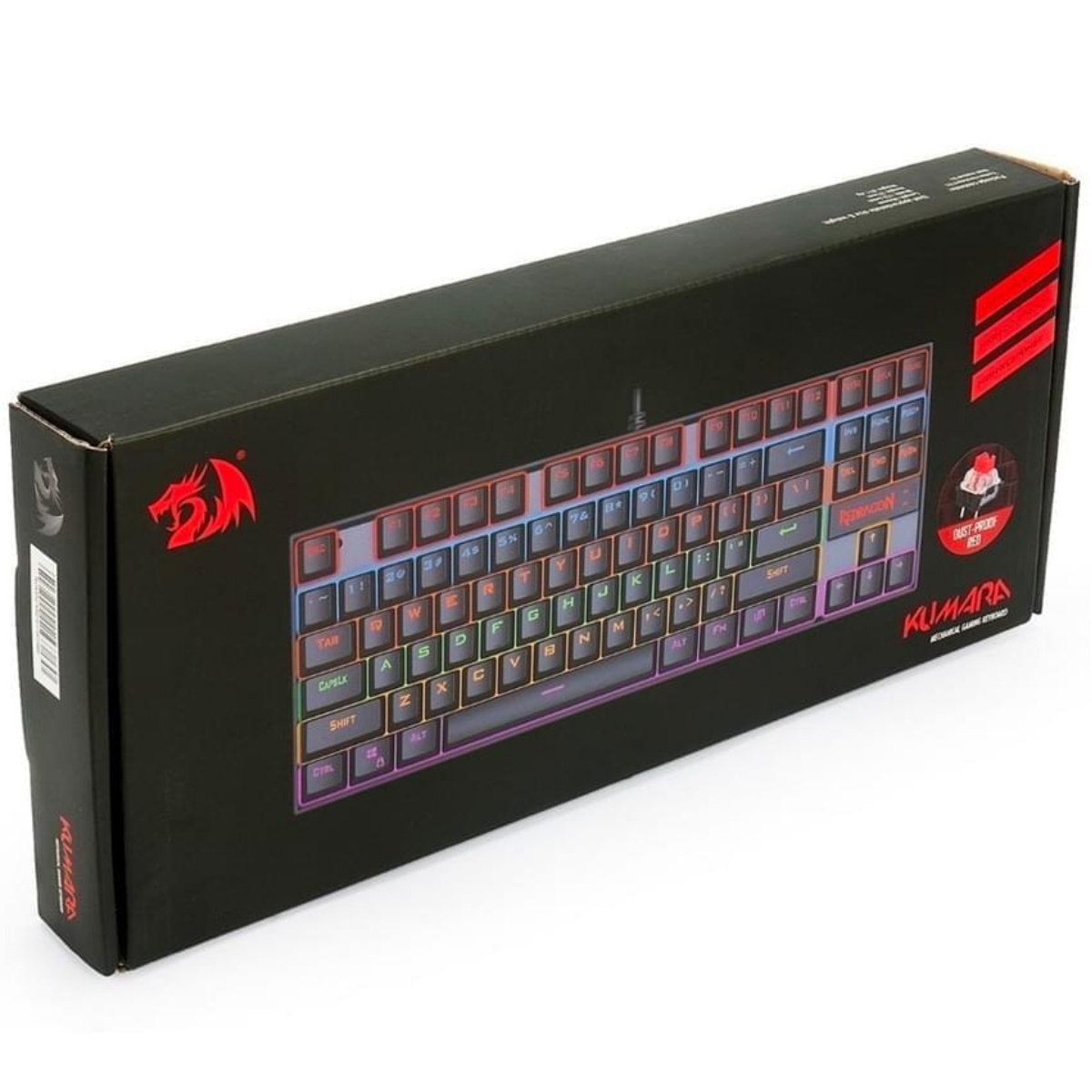 Teclado Mecanico Gamer Rainbow Kumara Negro Switch Rojo Redragon