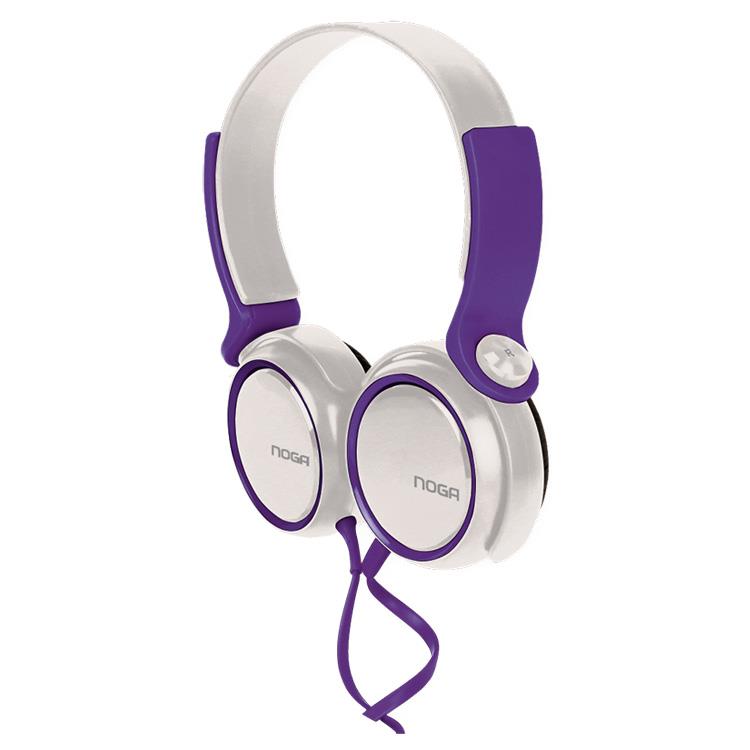 Auriculares Cable Vincha NG904 Manos Libres Blanco y Violeta Noga