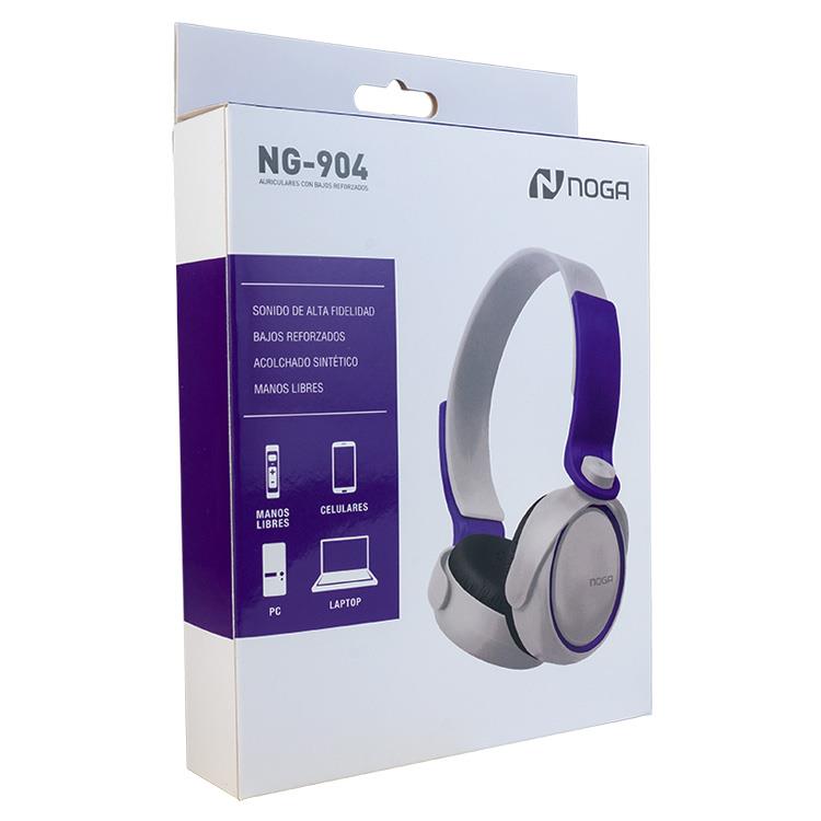 Auriculares Cable Vincha NG904 Manos Libres Blanco y Violeta Noga